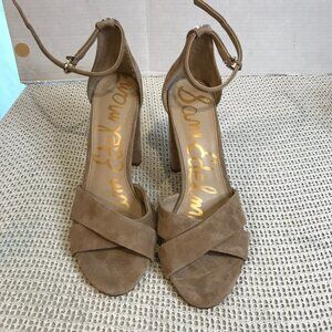 SAM EDELMAN ORLANE TAN SUEDE BLOCK HEEL WOMENS SANDALS SZ 11 NEW